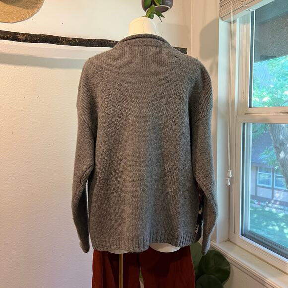 Vintage 1992 Eddie Bauer 100% Wool Knit Rabbit Cardigan Sweater Size Large - Picture 6 of 12